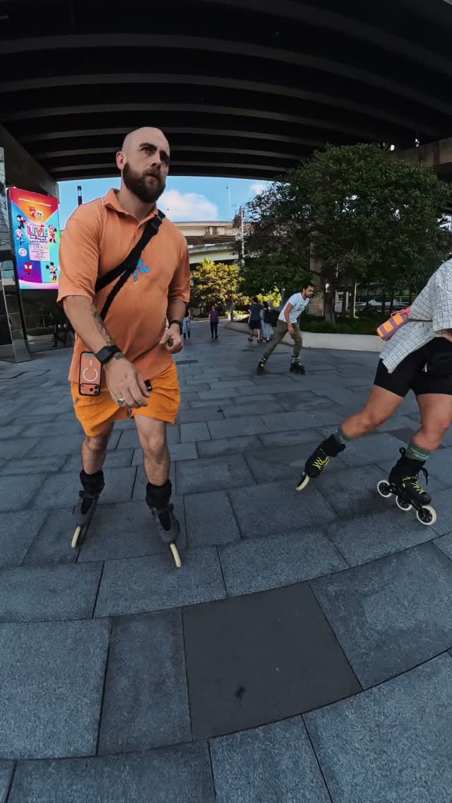 Jake skating with friends in the city