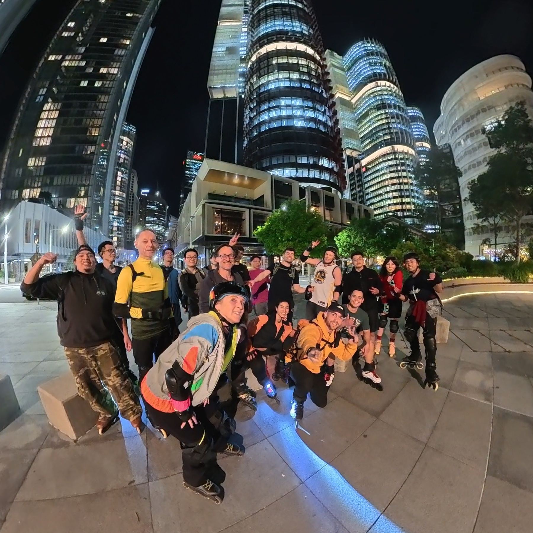Sydney skaters gathered together during a city night skate