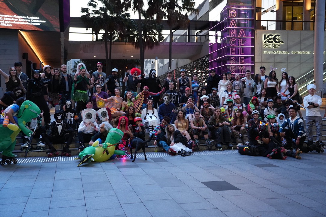 The Sydney skating community gathered in costume for a Halloween skate