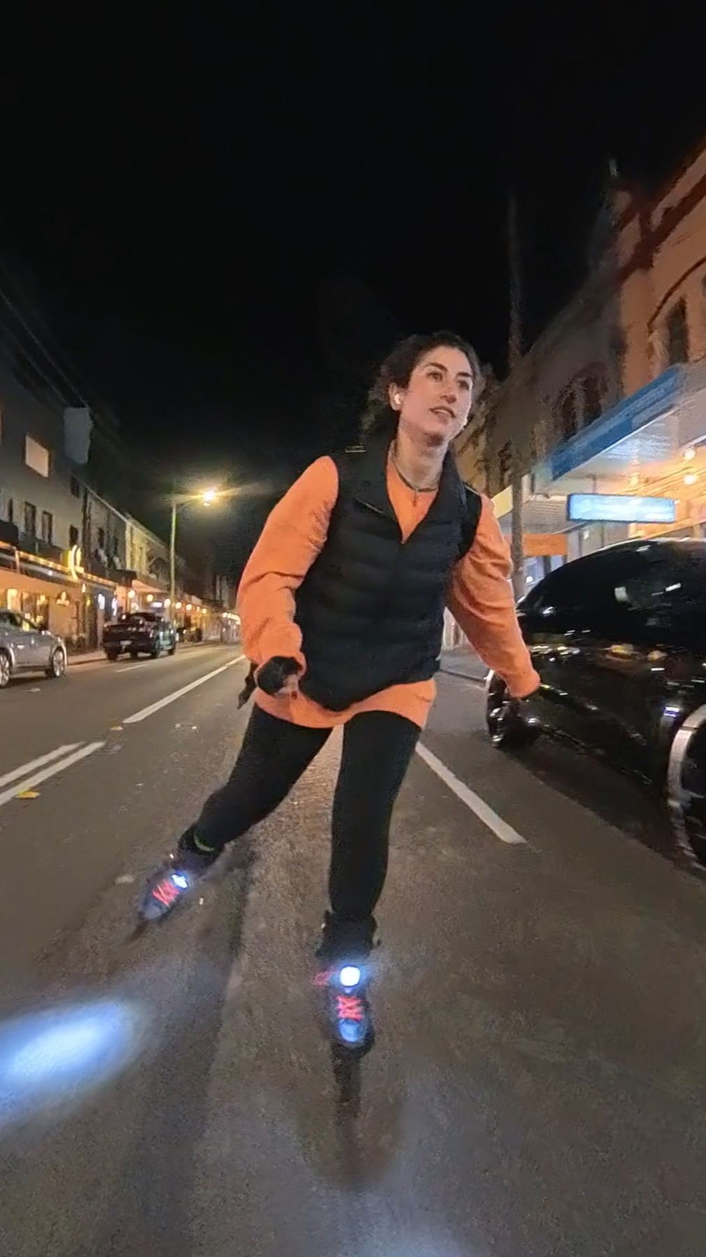 Laura skating through Sydney at night
